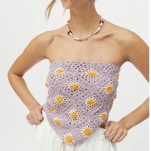 Urban Outfitters Crochet Triangle Scarf PURPLE New